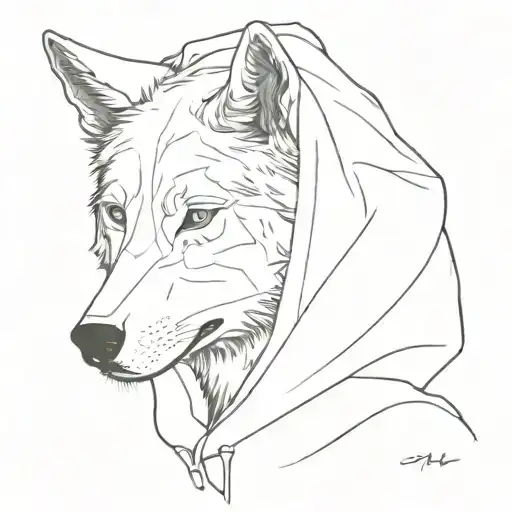 Man Wearing A Wolf As A Hoodie