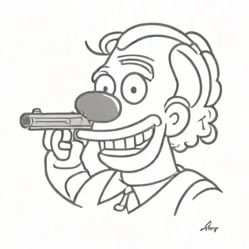 Krusty The Clown With A Gun On His Head