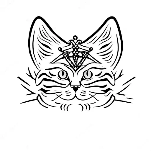 Tabby Cat On Throne With Crown Tarrot Card