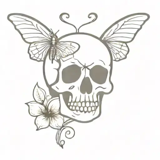 Skull And Butter Fly
