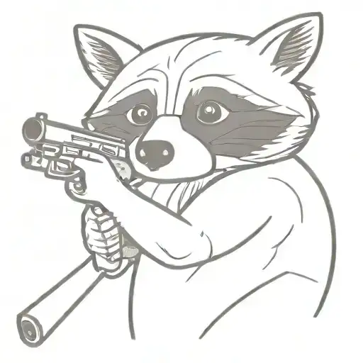 Raccoon Holding Gun