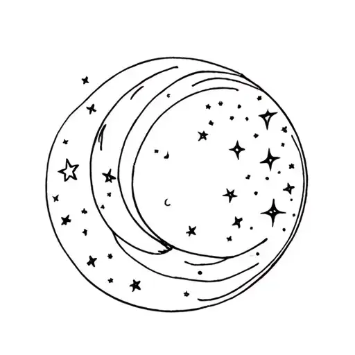 Moon And Stars Scattered