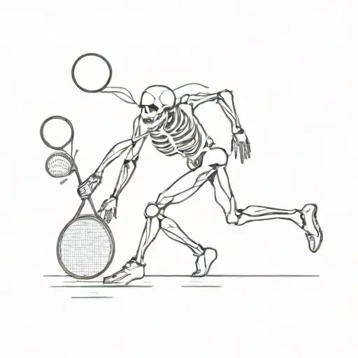 Skeleton Serving A Tennis Serve
