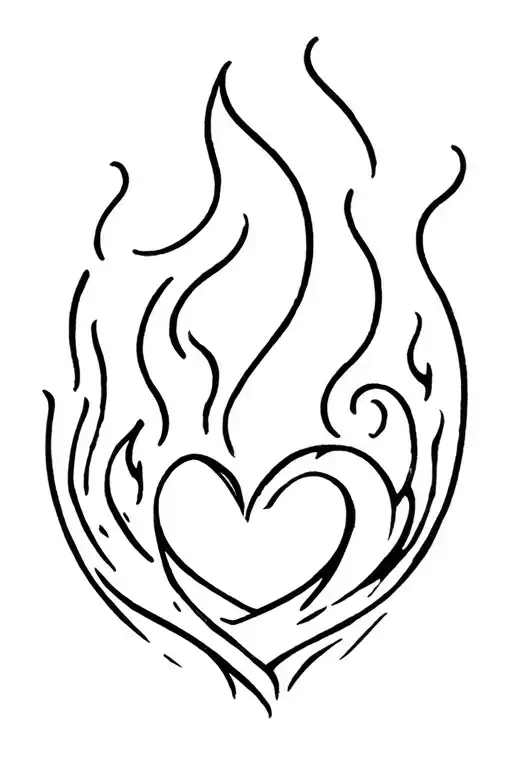 Heart On Fire And Water Japanese Symbol