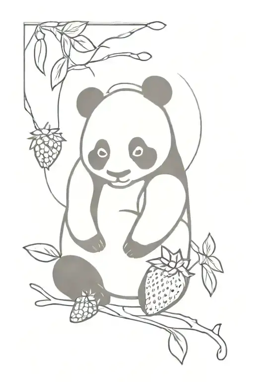 Panda And Strawberry