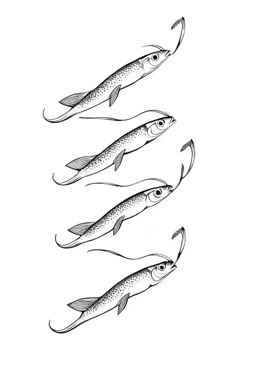 3 Identical Horizontal Fish Stacked Vertically