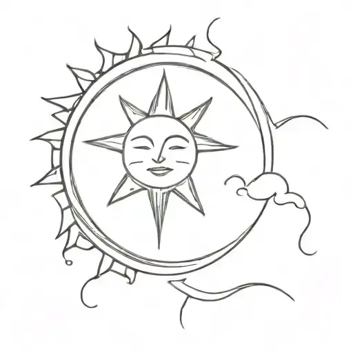 Sun Simple Line Art