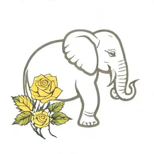 Elephant And Yellow Rose Wrapped