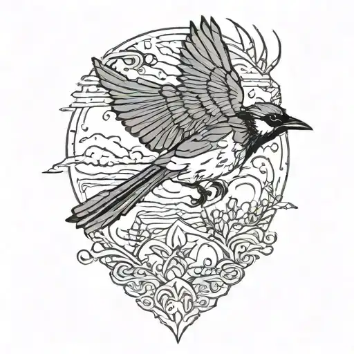 Stellar Jay Flying In The Air