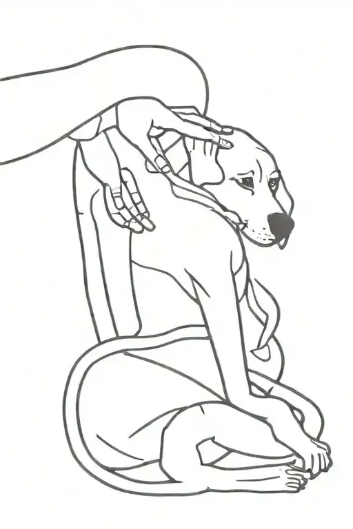 Human Petting Black Dog