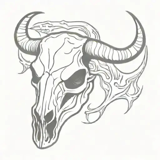 Longhorn Skull With Fire Flames