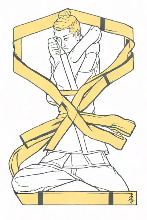 Yellow Martial Arts Sash With Four Horizontal Black Stripes