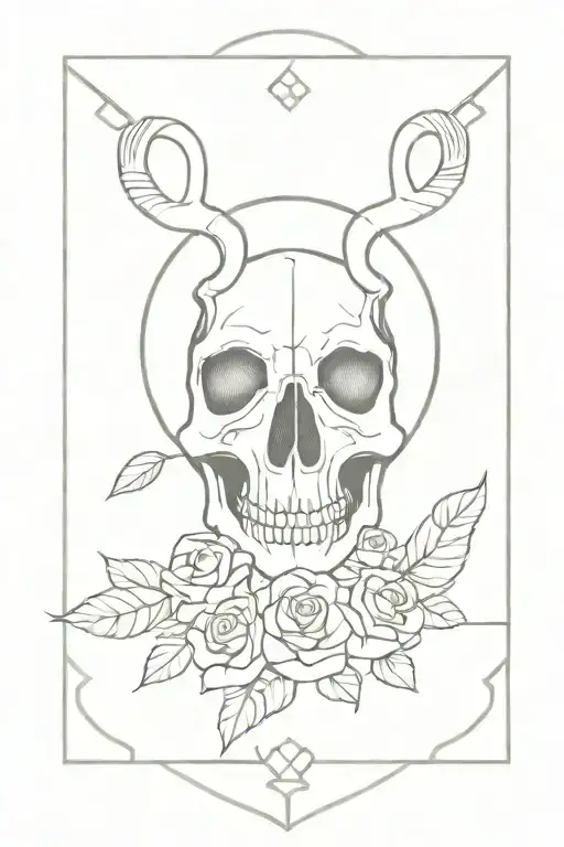 Empty Rectangle Car With A Bed Of Roses On The Inside And A Rams Skull In The Centre