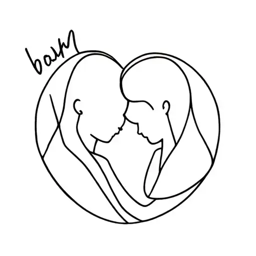 Fine Line Mother And Son Born Baby Boy Born