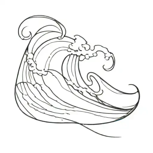 Wave Crashing Scribble Single Line