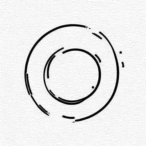 Medium Thickness Circle At The End Of The Line Has Bold Dot Inside