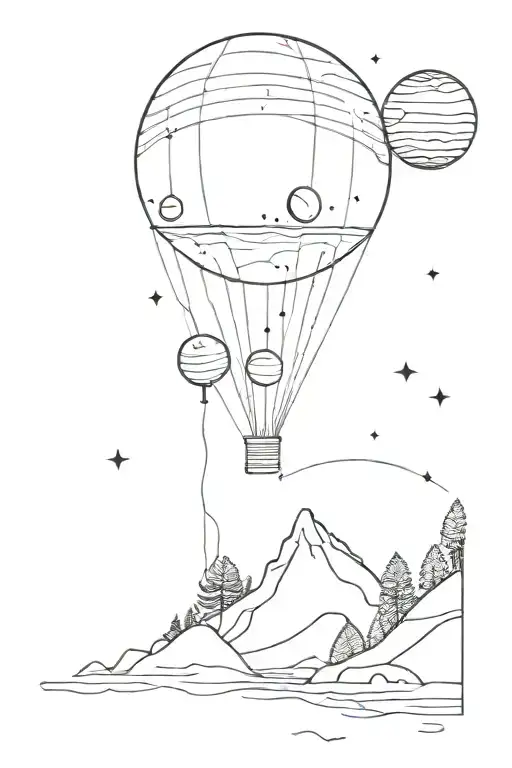 Ballon's That Look Like Planets And Nature Scene Combined