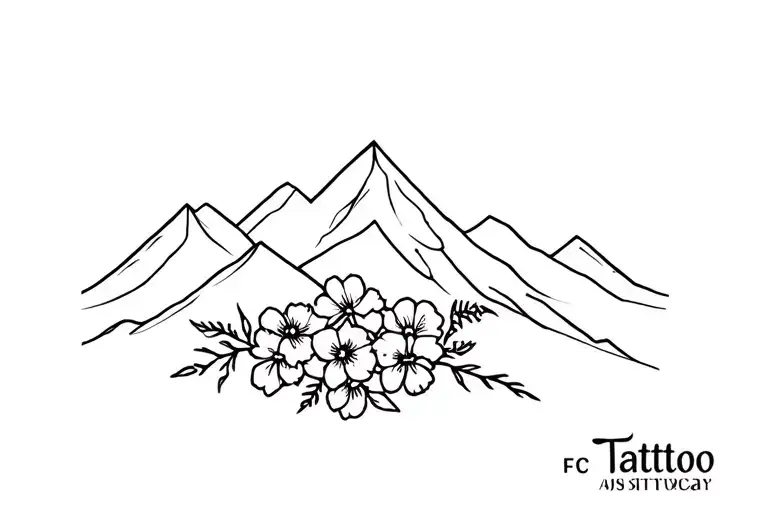 Mountain And Flowers Wrapped