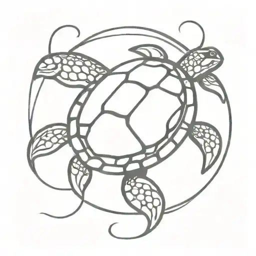 Turtle And Cancer Survivor Ribbon Intertwined