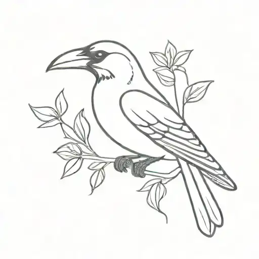 Raven Holding Flowers Intertwined