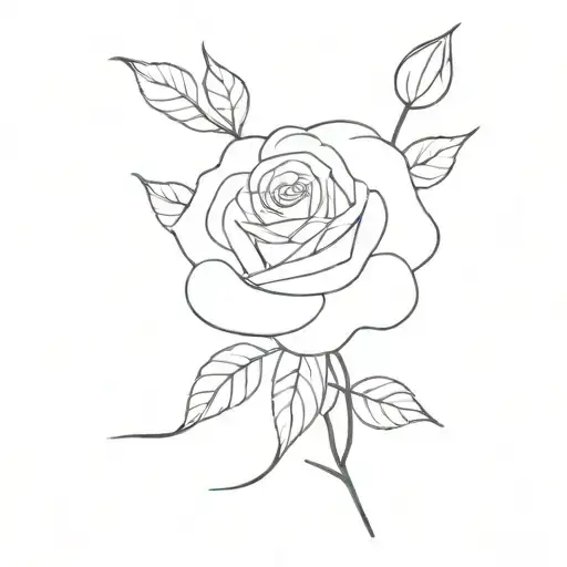 Rose And Violet Flower Bouquet Fine Line