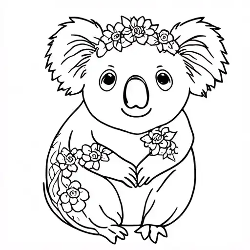 Floral Linework Koala