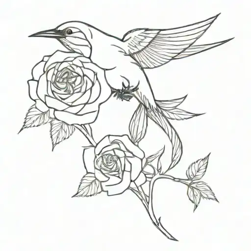 Swallow With A Rose