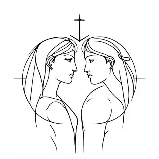 Sister Brother With Symbols Of Gods