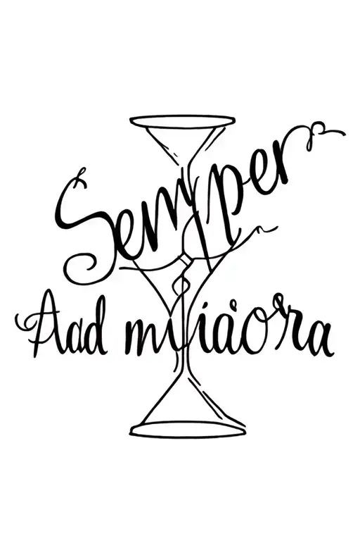 Written Tattoo Semper Ad Maiora With An Hourglass Symbol