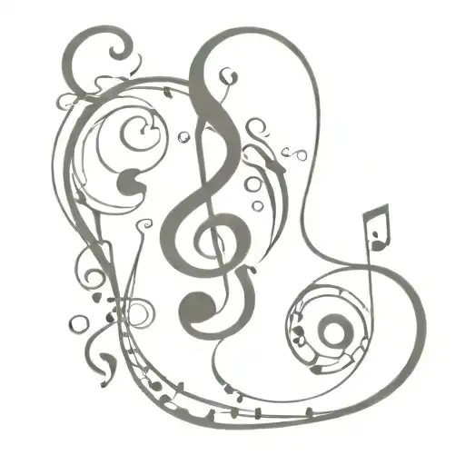 Dragon Shaped As Bass Cleff With Music Notes Feminine