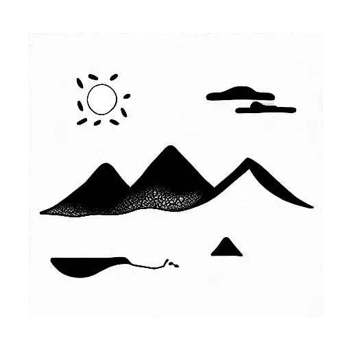 Ocean With Mountains And People