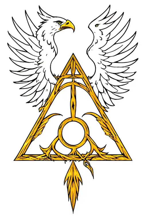 Deathly Hallows Symbol With Golden Eagle