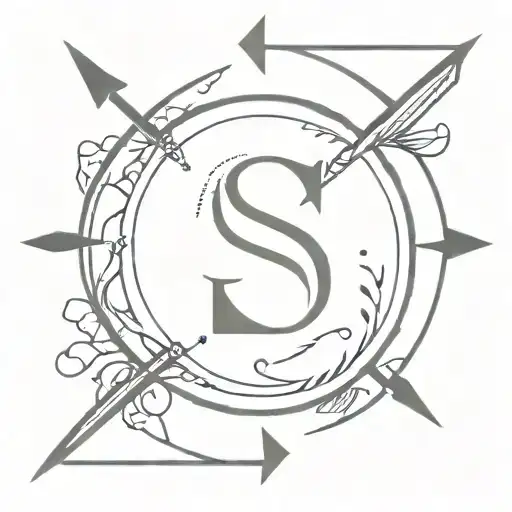 Fineline Tattoo With Arrow And The Letter S