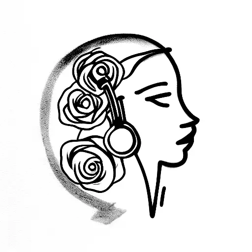 Margay Wearing Headphones Carrying A Rose