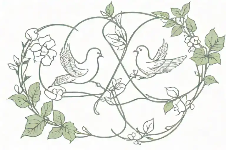 Infinity Symbol Below Ivy And Two Doves