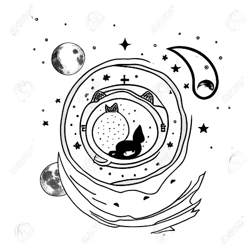 A Frame With A Cat And Moon