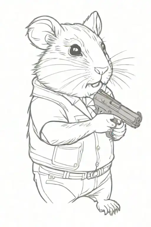 Mafia Hamster Holding A Gun Portrait