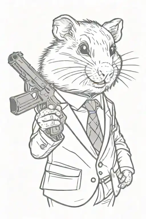 Mafia Hamster In A Suit Holding A Gun Portrait