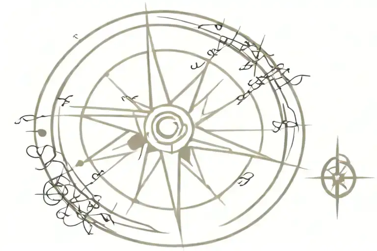 Nautical Compass With Music Notes Incorporated