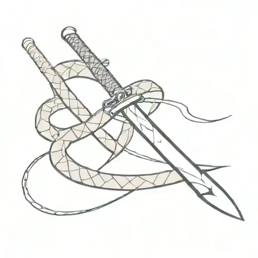 Snake And Katana Blade Wrapped