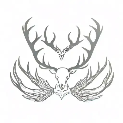 Deer Antlers With Halo And Angel Wings