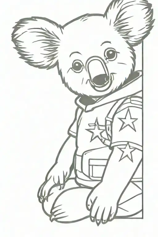 A Koala In A Soldier's Uniform With A Single Star Rank On Its Shoulder