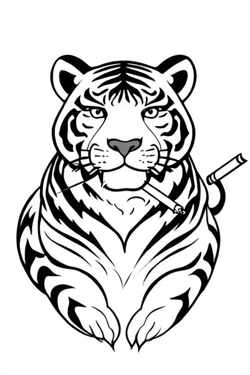 Cute Tiger Smoking A Cigarette