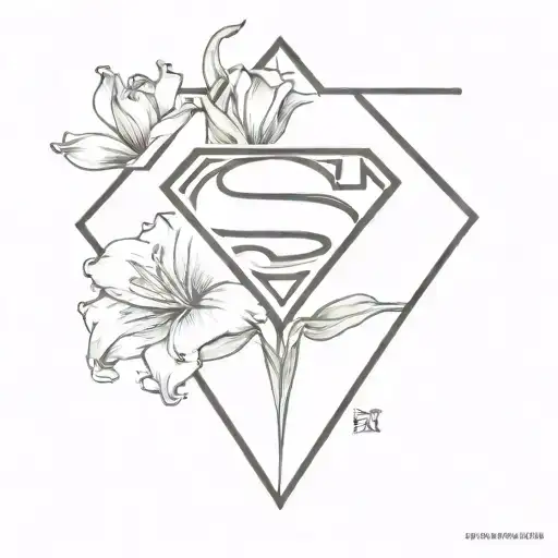 Superman Logo With Lily Flowers
