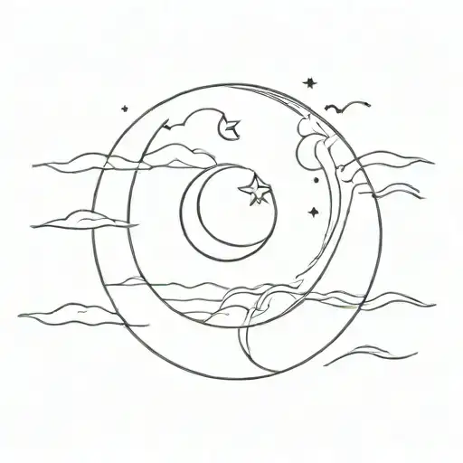 Moon And Heart With Ocean