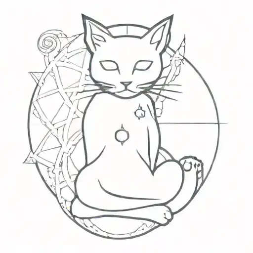 Small Chakra Tattoo With Cat