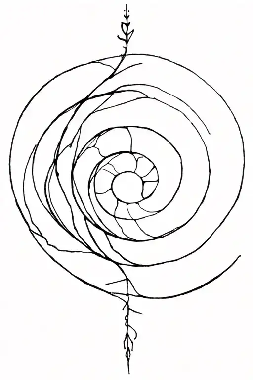 A Minimalist Tattoo Of A Fibonacci Spiral Incorporating Elements Of The Ocean And Nature