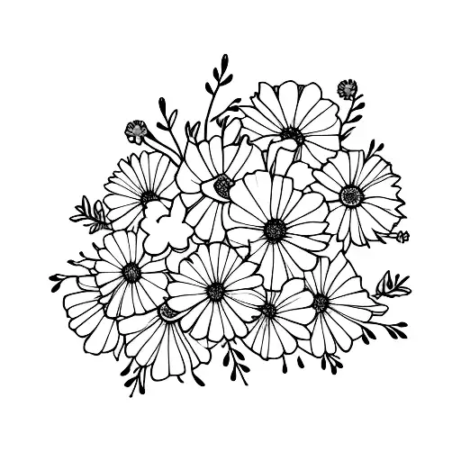 Rose Daisies And Cosmos Bouquet