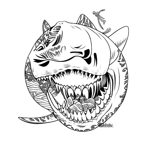 Tiger Shark And Skull Hawaiian