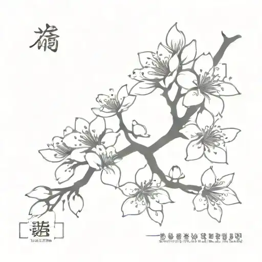 Cherry Blossom With Chinese Character For Love